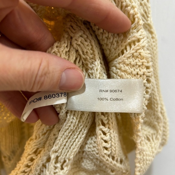 Boston Proper Womens Sz M Peplum Cap Sleeve Top Cream Pointelle Knit Scoop Neck - Picture 7 of 8